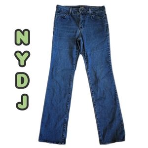 NYDJ Size 10 Marilyn Straight Leg Blue Mid Rise Slim Straight Legs